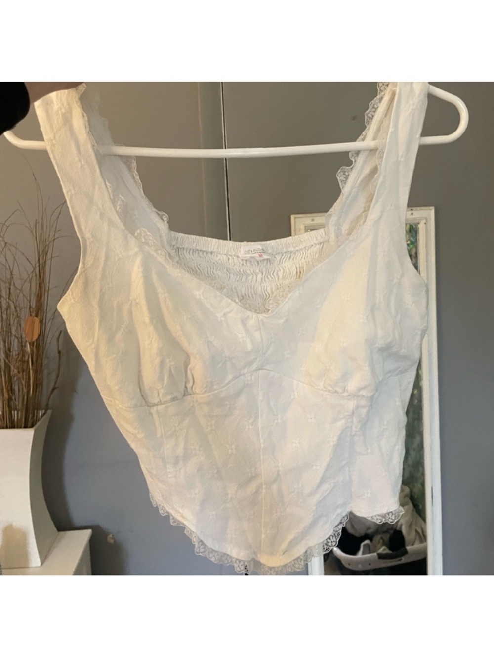 White Lace Trim Tank Top